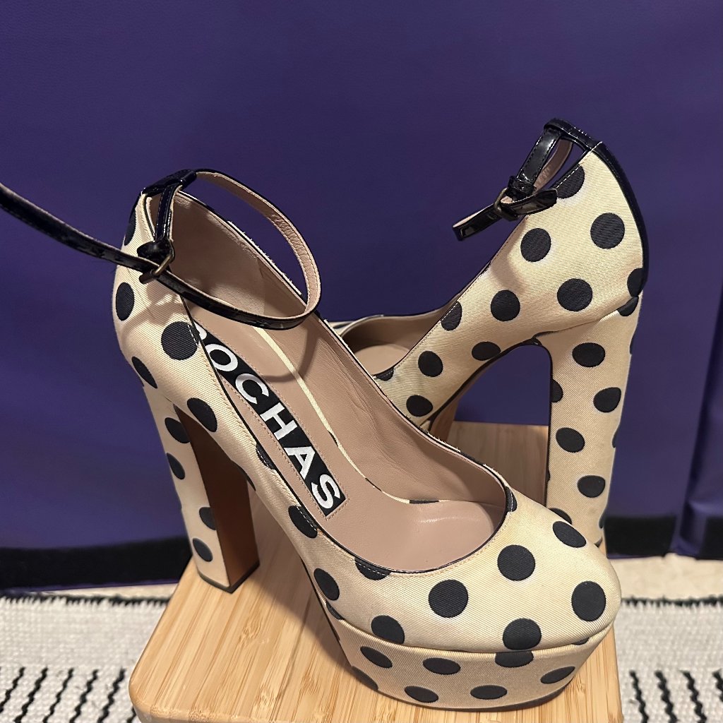 Rochas Polka Dot Twill Pumps 37